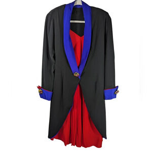 Vintage A Nose For Clothes Colorblock Blazer Dress Size 4 80s Power Look